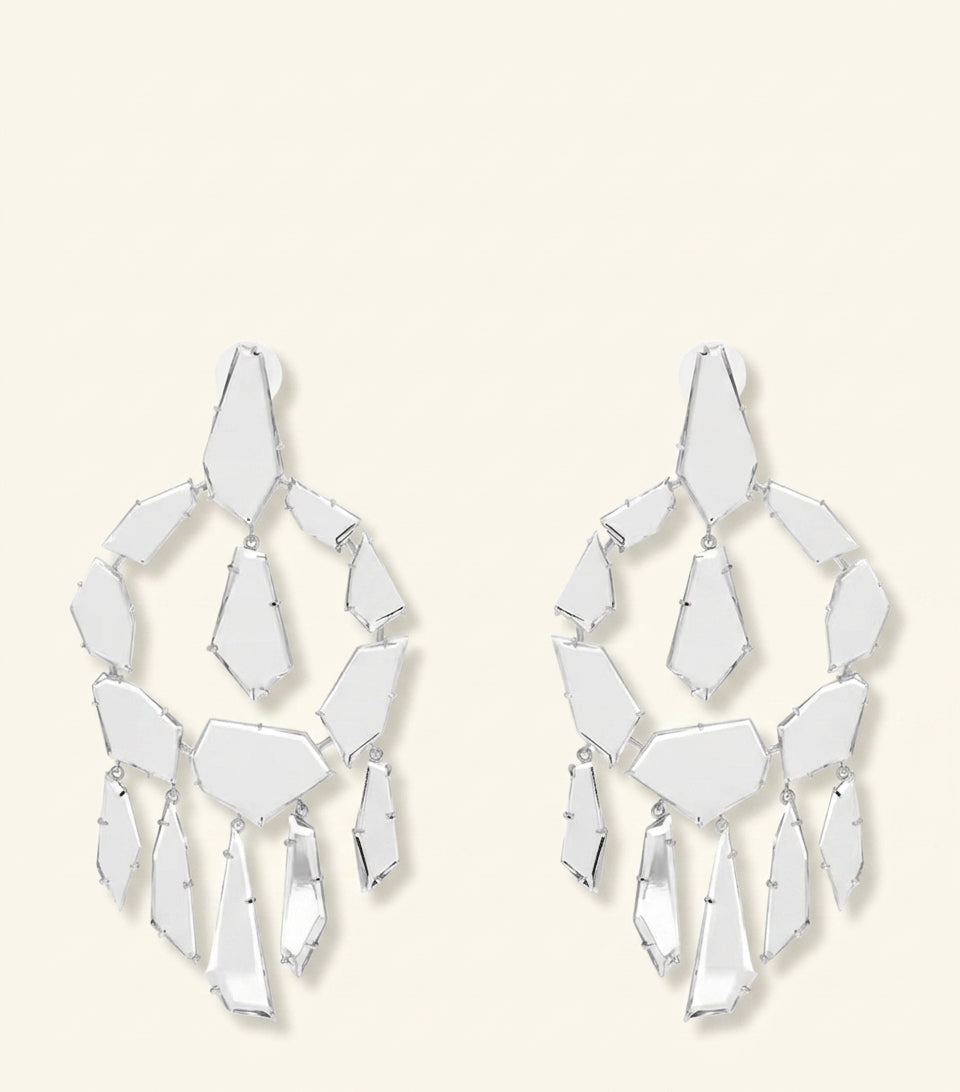 Alexander McQueen mirror drop earrings silver tone - British product