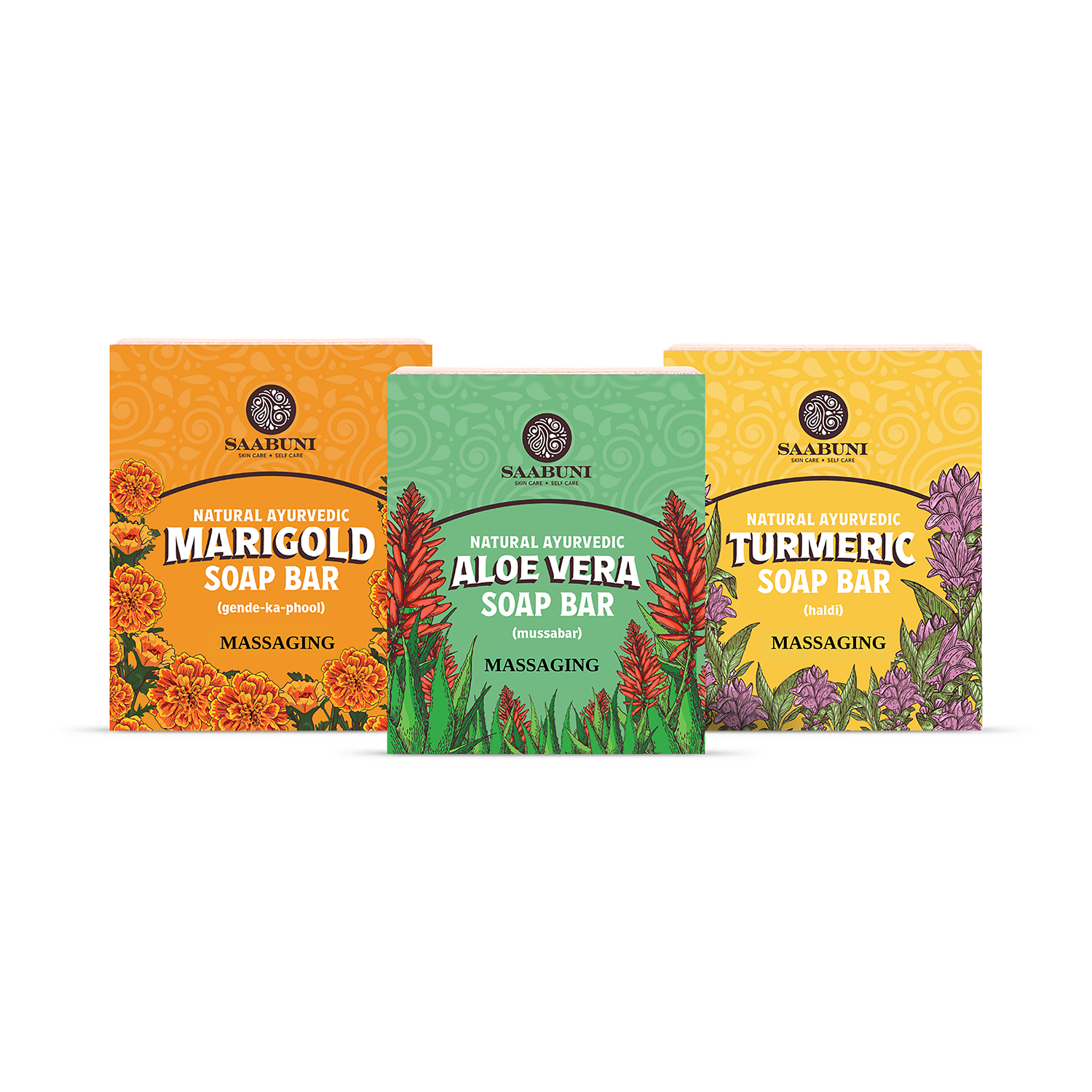 Handmade massaging soap bar collection set three bars, UK version