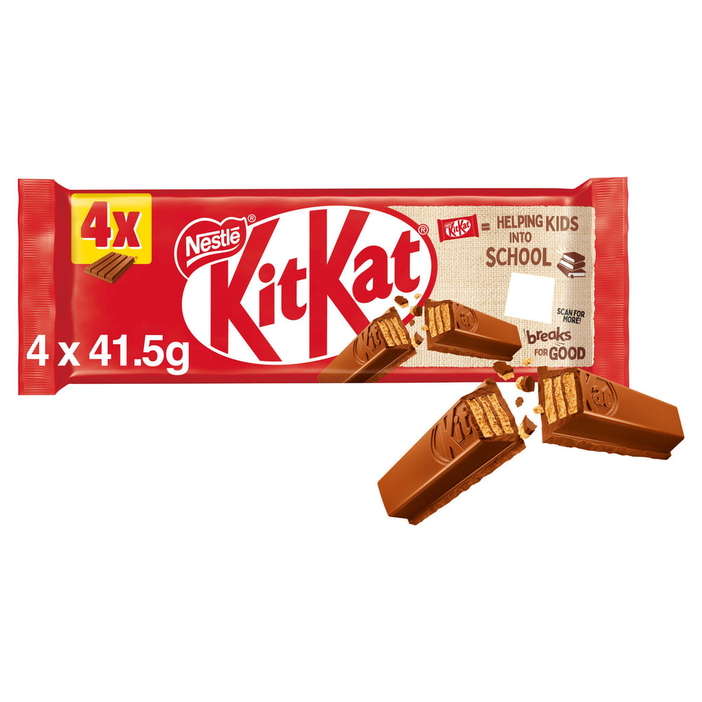 KitKat 4 Finger Milk Chocolate Biscuit Bar Multipack x4 166g