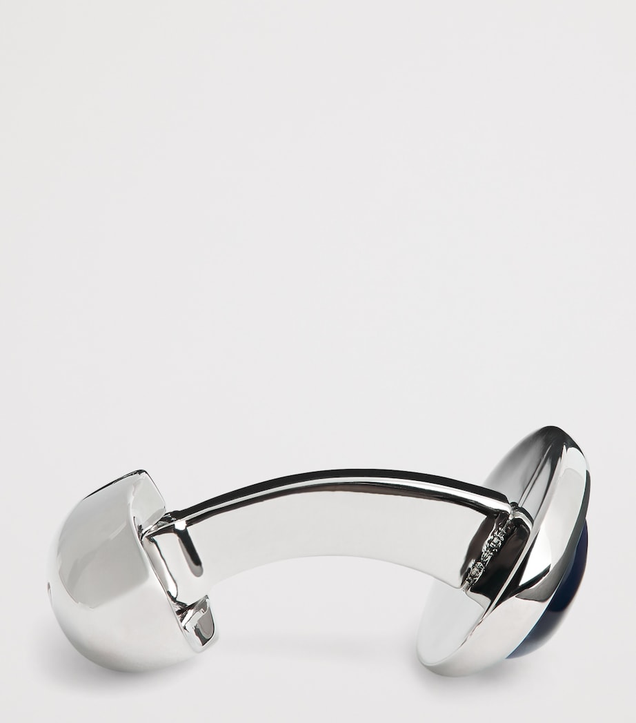 Babette Wasserman oval pumice cufflinks rhodium-plated (British brand)