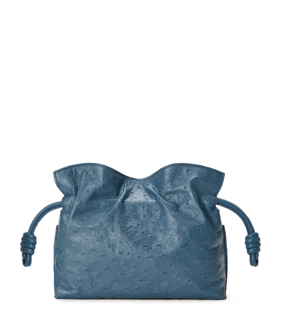 LOEWE Mini Flamenco clutch bag in ostrich leather, imported from the UK