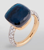 Pomellato Nudo ring London blue topaz white gold band (British brand)