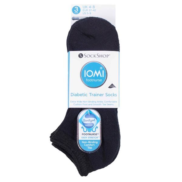 IOMI 3 Pairs Cushioned Trainer Diabetic Socks 12-14 UK