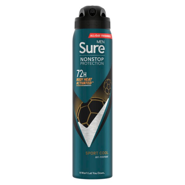 Sure Men Antiperspirant Deo Aerosol Nonstop Sport Cool 250ml GOODS Superdrug   