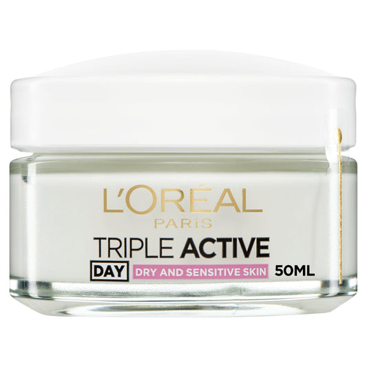 L'Oreal Paris Triple Active Day Moisturiser Dry & Sensitive Skin 50ml All Sainsburys   