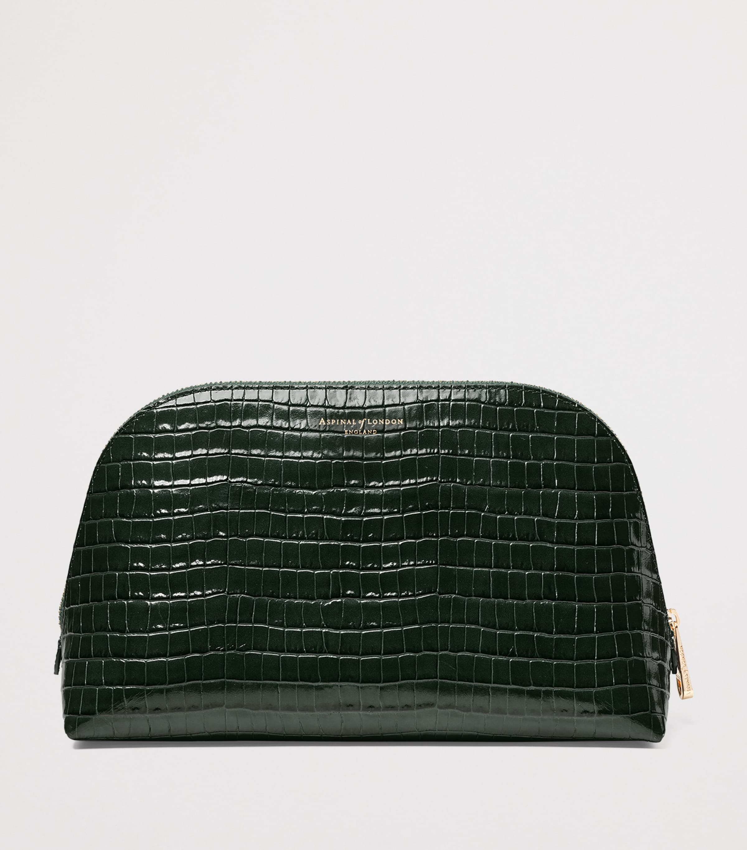 Aspinal of London large leather croc-embossed cosmetic case - British product