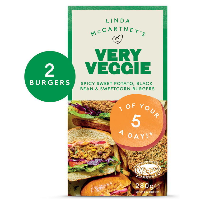 Linda McCartney's Very Veggie Spicy Sweet Potato, Black Bean & Sweetcorn Burgers 280g