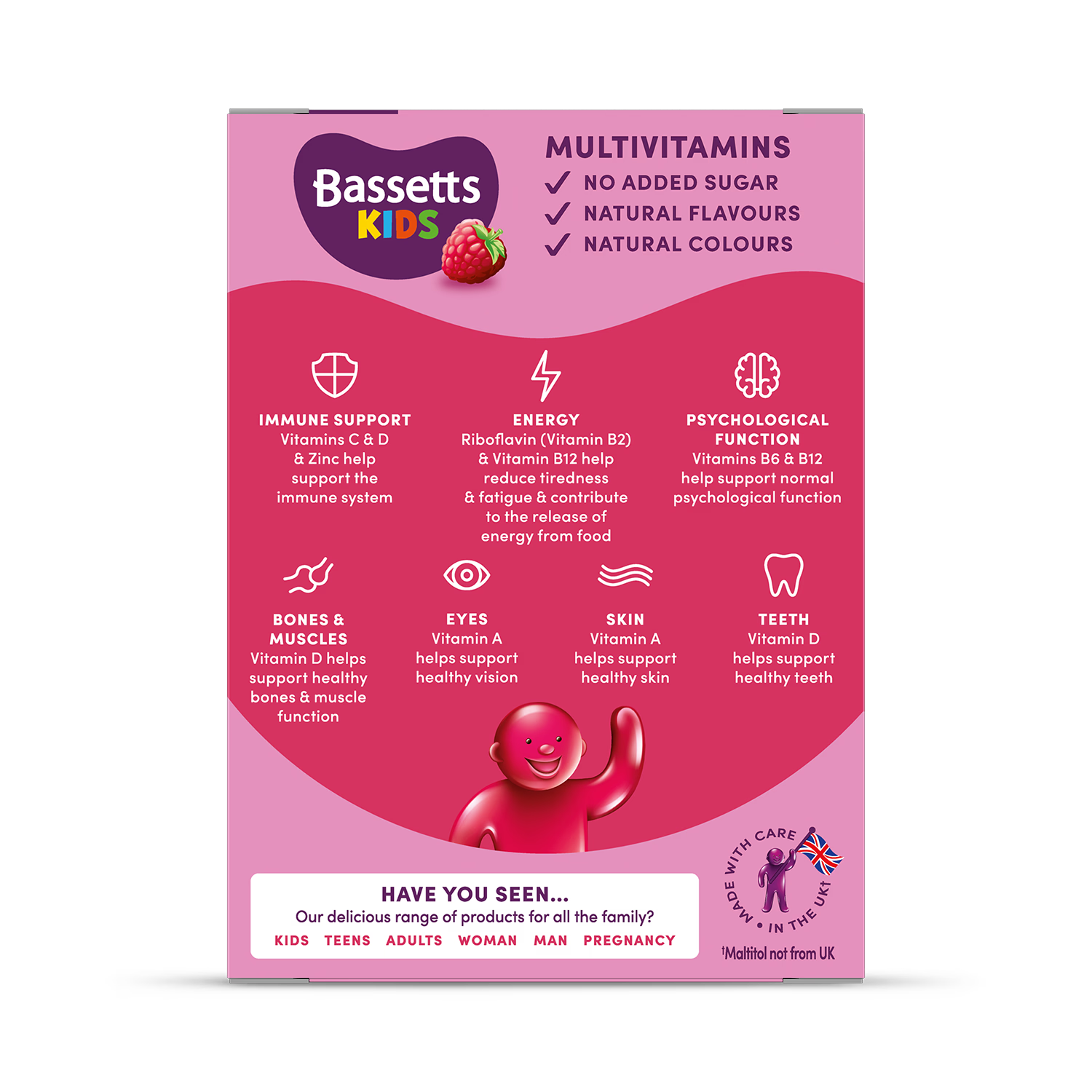 Bassetts Kids Multivitamins Gummies Raspberry 30 - British product