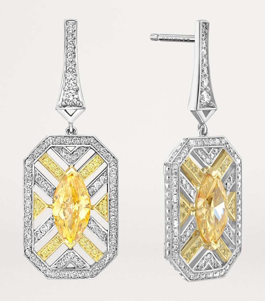 Boodles Fifth Avenue drop earrings platinum yellow gold diamonds - British product