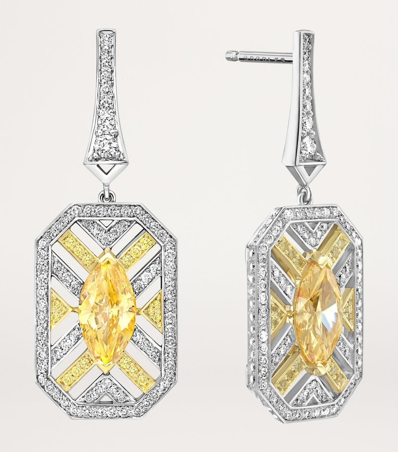 Boodles Fifth Avenue drop earrings platinum yellow gold diamonds - British product