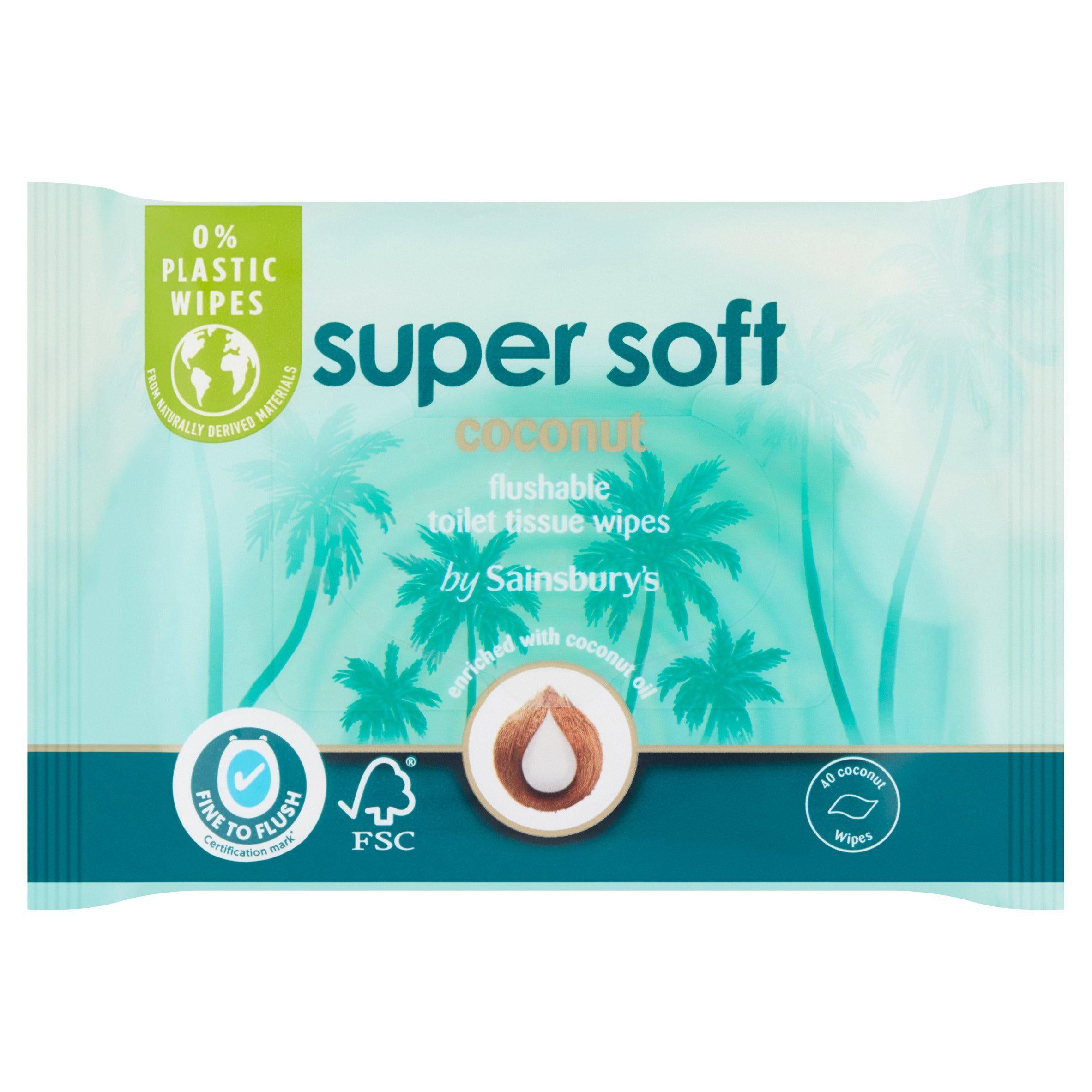 Sainsbury’s Super Soft Flushable Moist Toilet Tissue, Coconut 40 wipes GOODS Sainsburys   