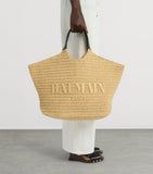 Balmain faux raffia logo tote bag - British product