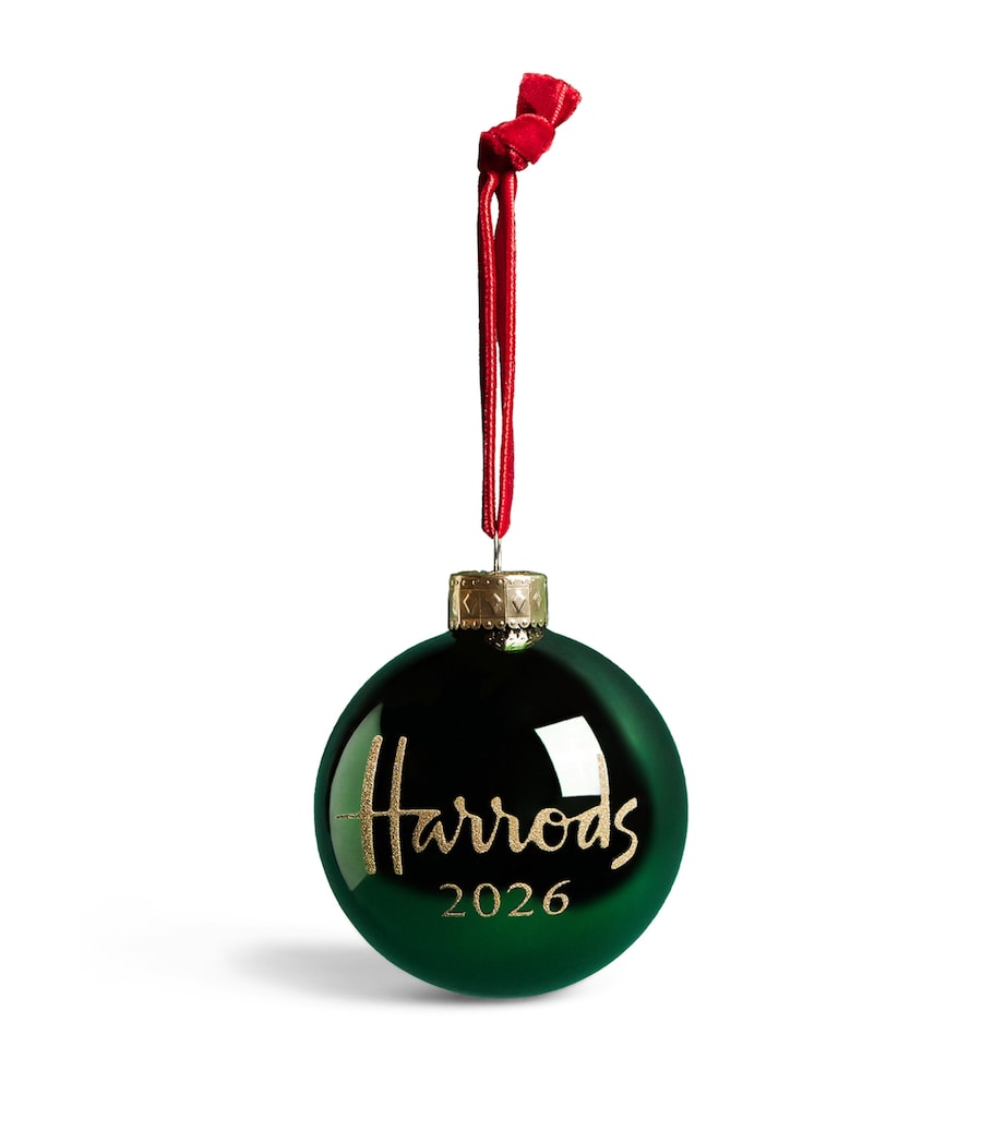 Harrods 2026 Year Bauble glass ornament with velvet ribbon - British product