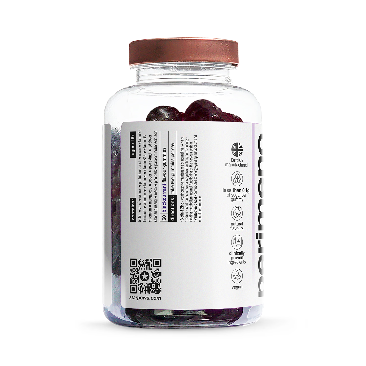 Starpowa perimenopause support gummies blackcurrant 60 count (British brand)