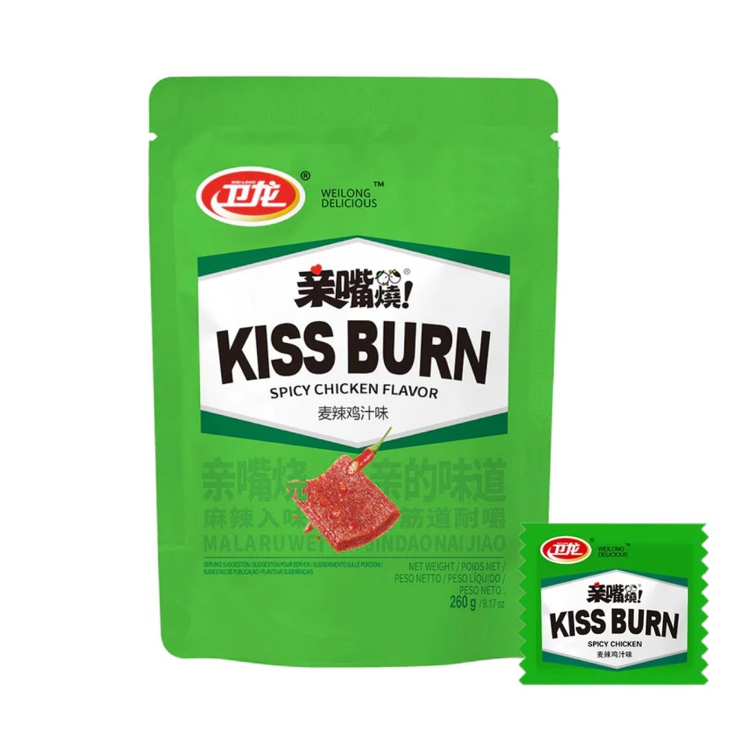 Weilong Kiss Burn gluten snacks spicy chicken flavour (British brand)