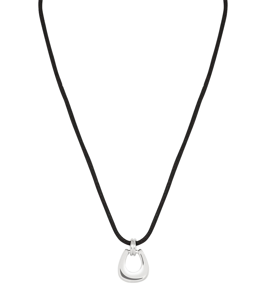 Astrid & Miyu corded rhodium-plated horseshoe pendant necklace, imported from the UK