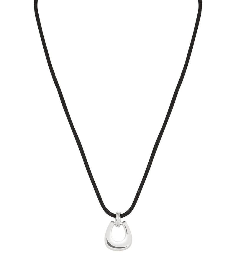 Astrid & Miyu corded rhodium-plated horseshoe pendant necklace, imported from the UK