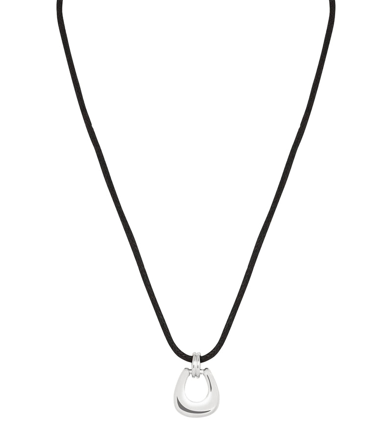 Corded Rhodium-Plated Horseshoe Pendant Necklace
