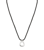 Corded Rhodium-Plated Horseshoe Pendant Necklace