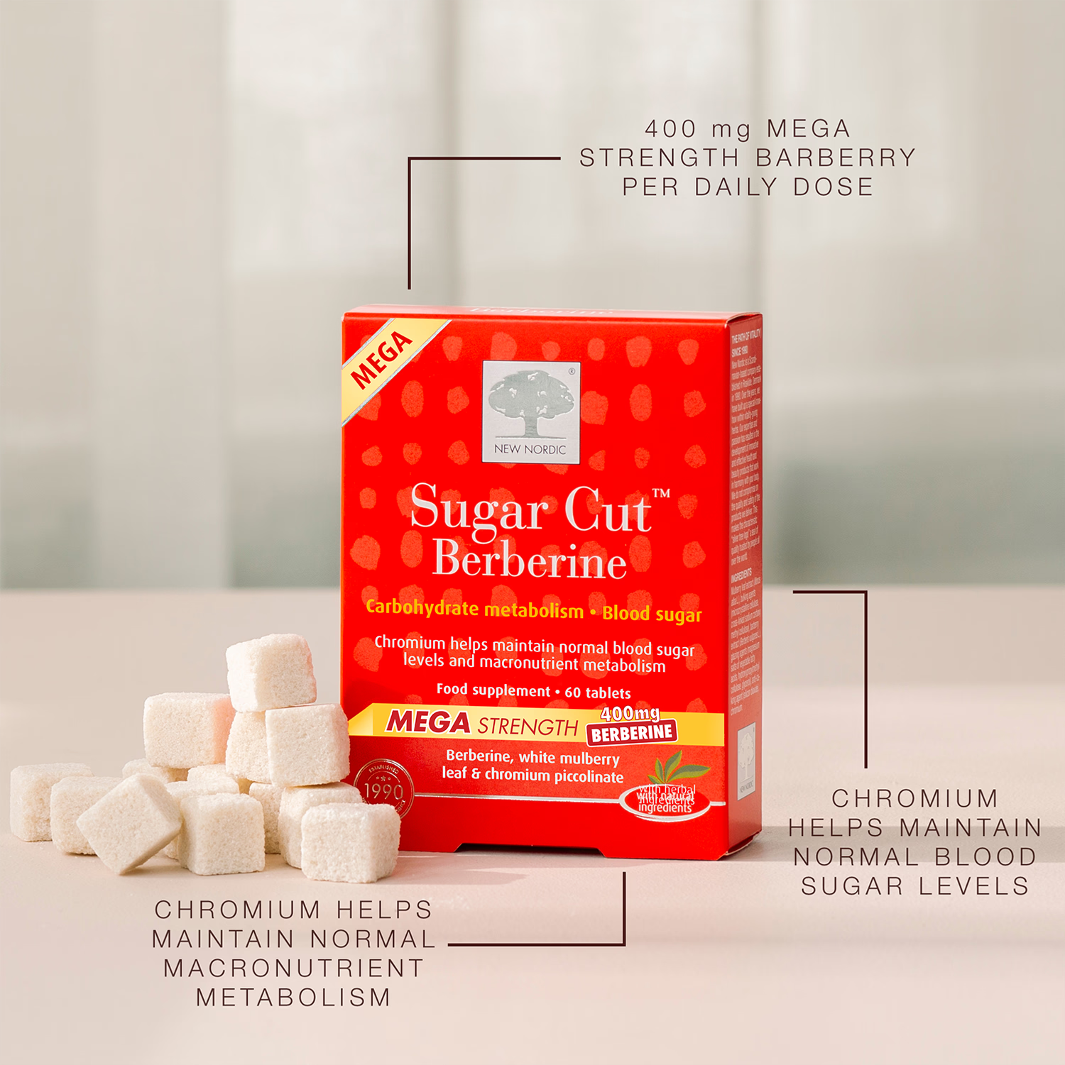 New Nordic Sugar Cut Berberine supplement 60 tablets (British brand)