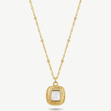 MUCHV square pearl necklace with bobble chain in gold - British product