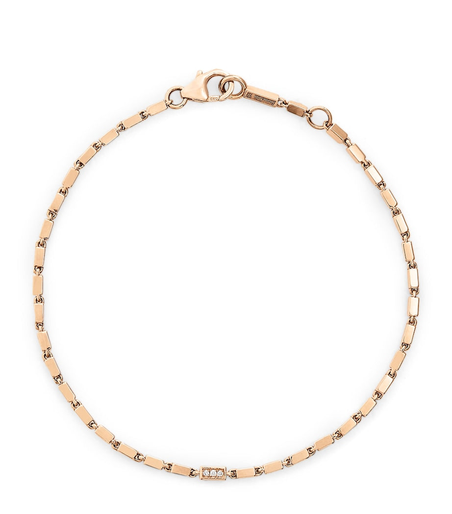 Suzanne Kalan rose gold and diamond block chain bracelet, imported from the UK