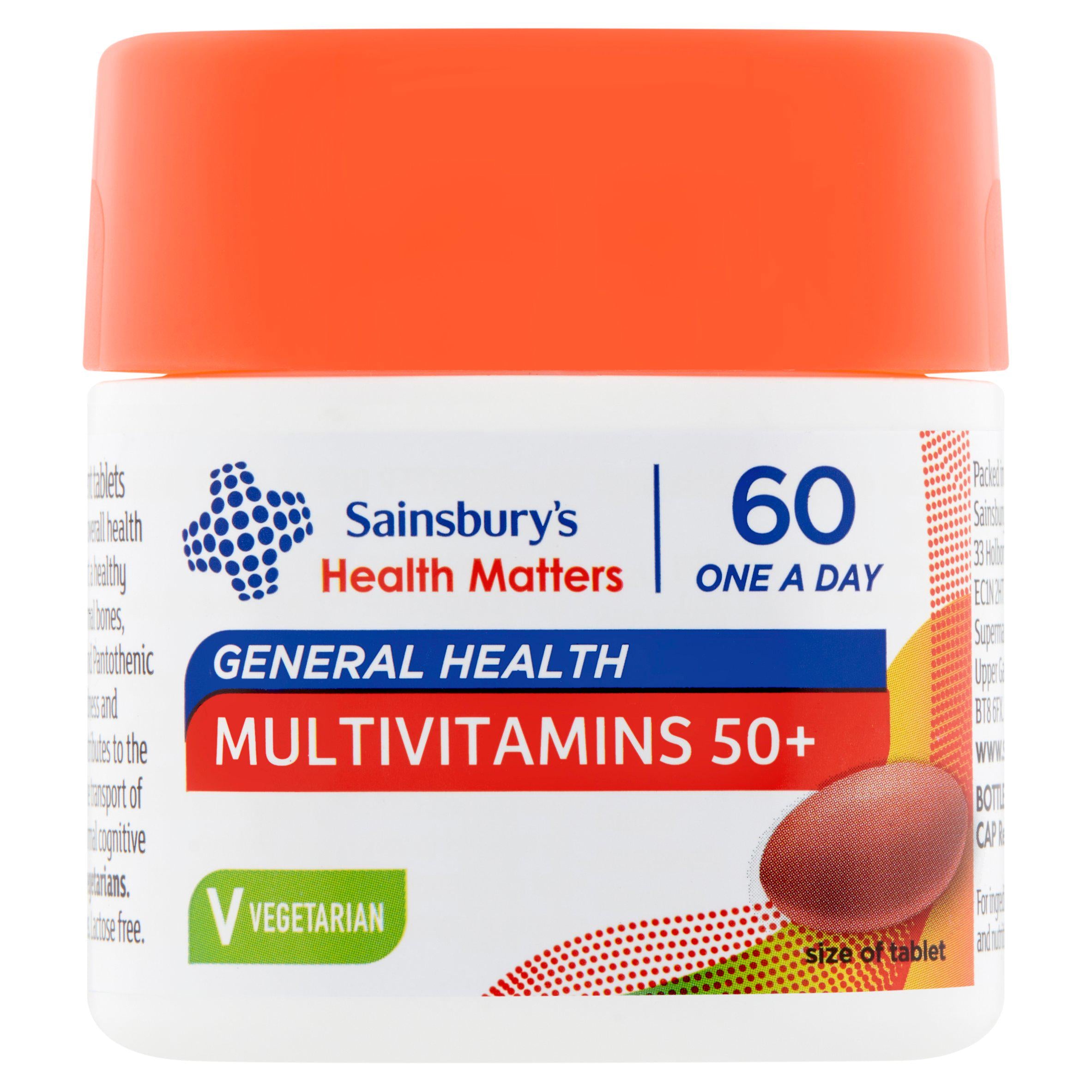 Sainsbury's Health Matters General Health Multivitamins 50+ One A Day Tablet x60 Vitamins Minerals & Supplements Sainsburys   