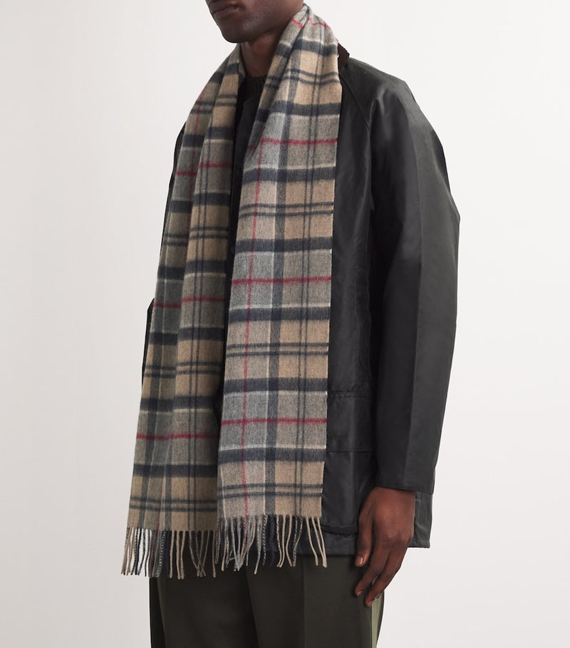 Barbour wool-cashmere tartan scarf 195cm x 30cm, imported from the UK