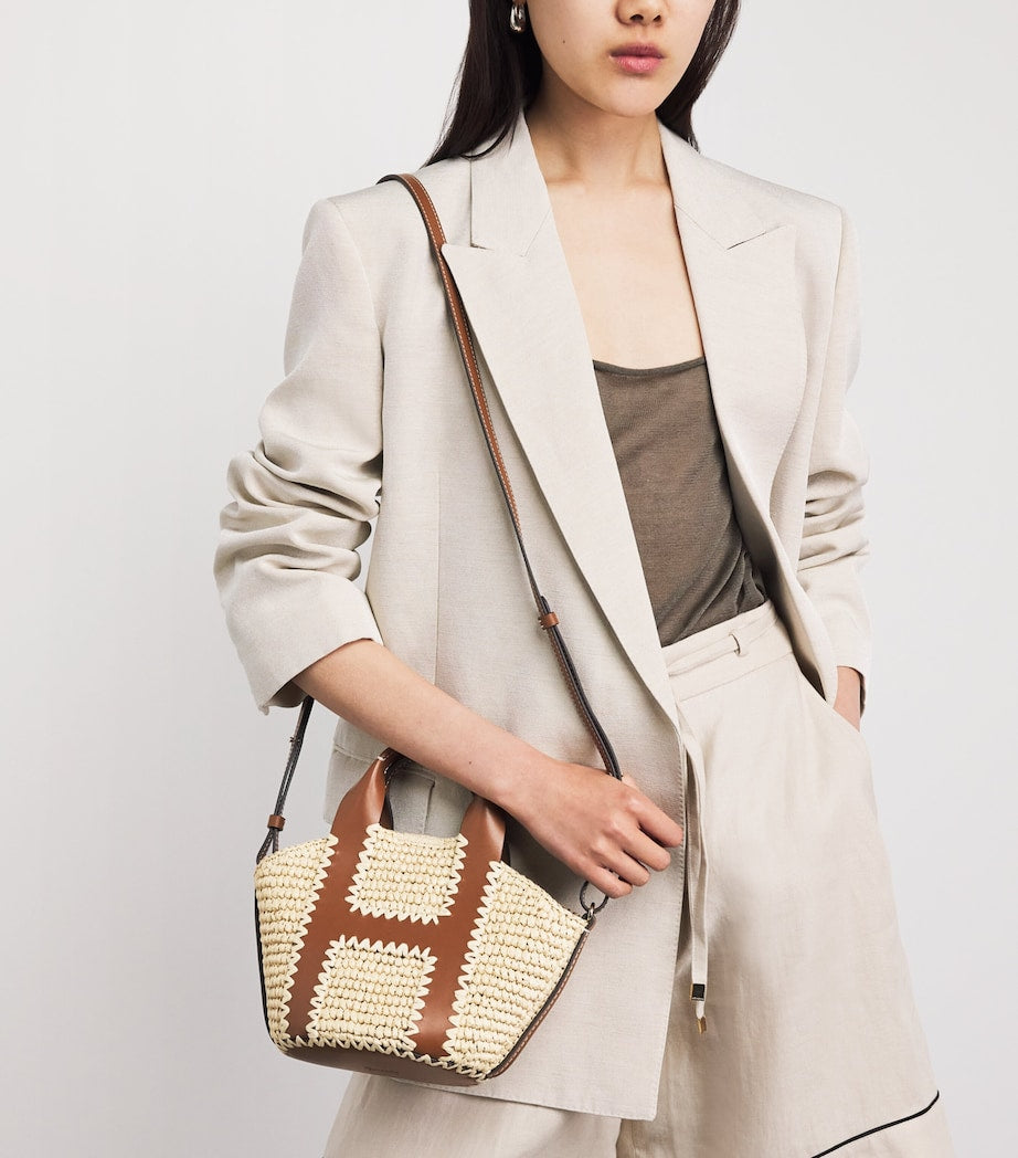 Harrods small raffia tote bag, imported from the UK