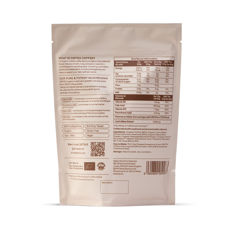 Dirtea Mushroom Superblend Coffee 150g (British brand)