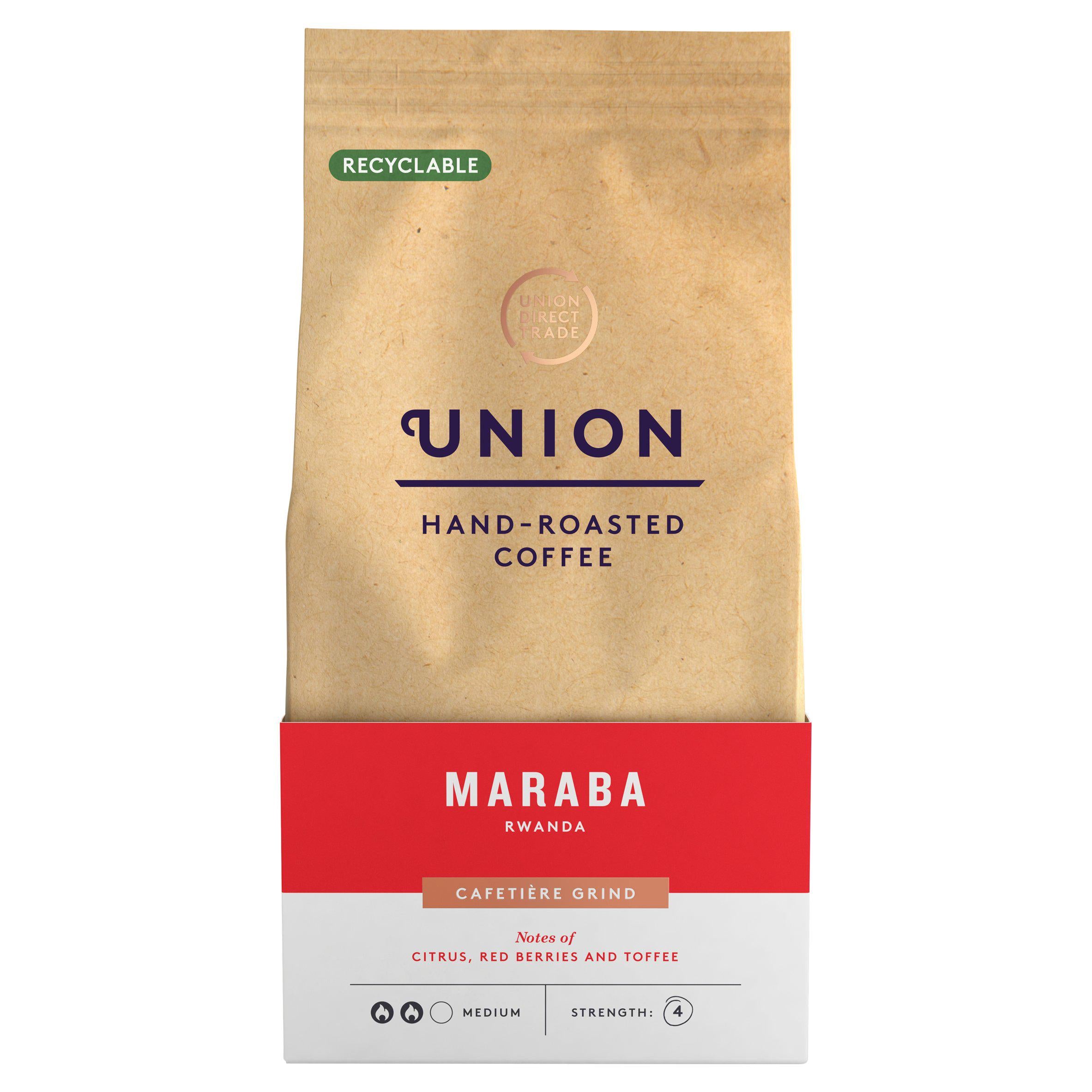 Union Hand-Roasted Coffee Maraba Rwanda Cafetière Grind 200g All coffee Sainsburys   