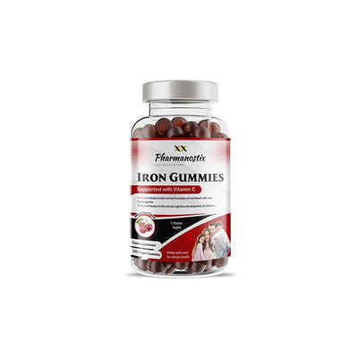 Superdrug Pharmanostix Iron & Vitamin C Vegan Cherry Gummies 150 Gummies- Buy online at McGrocer
