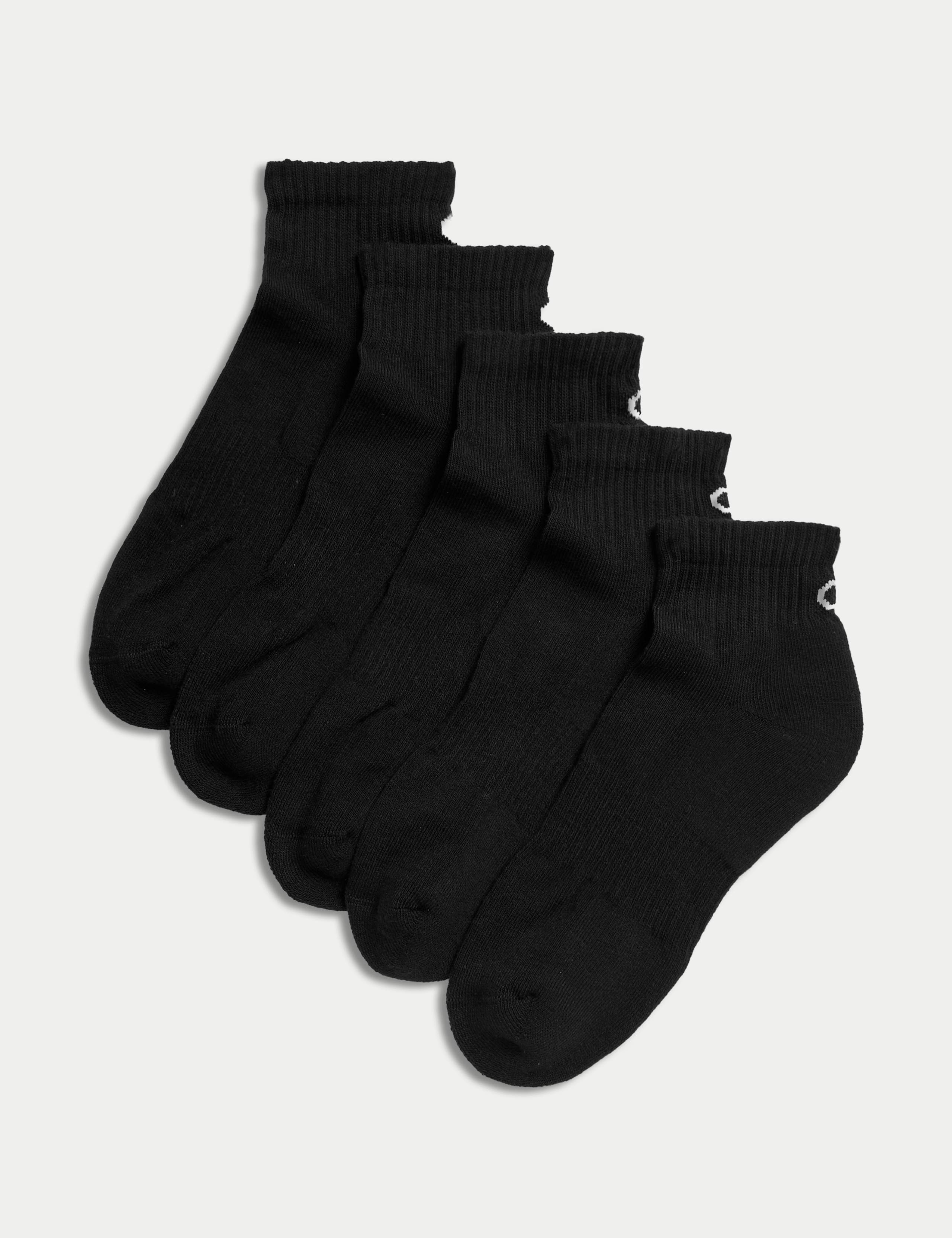 Cotton rich cushioned anklets 5-pack, imported from the UK