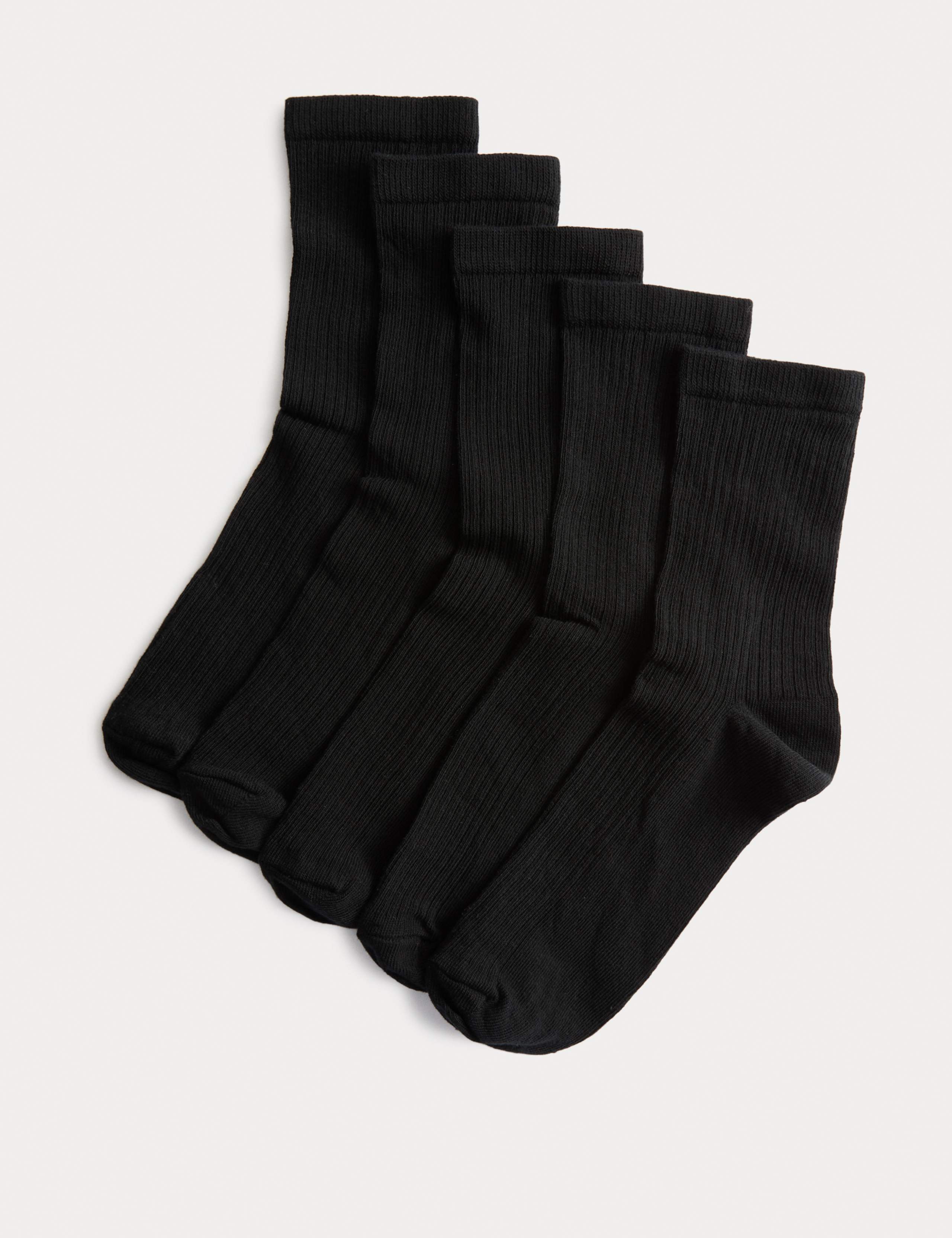 M&S 5pk cotton rich ribbed ankle high socks, imported from the UK