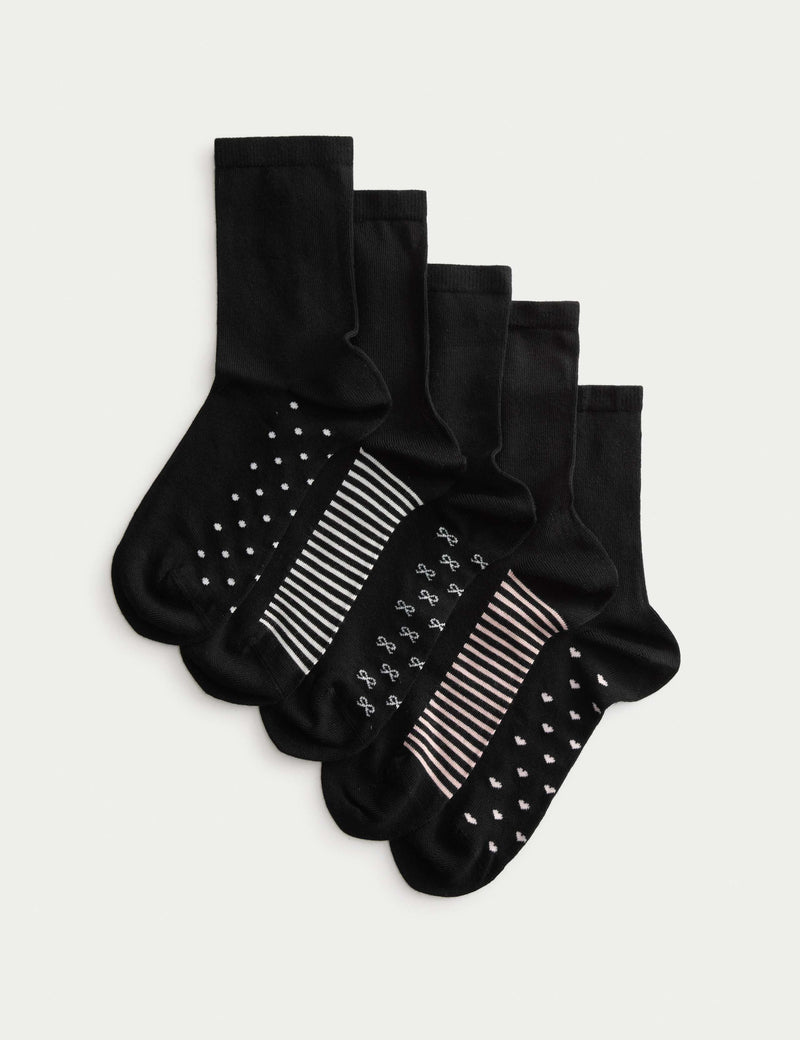 M&S supersoft patterned ankle socks 5-pack, UK version