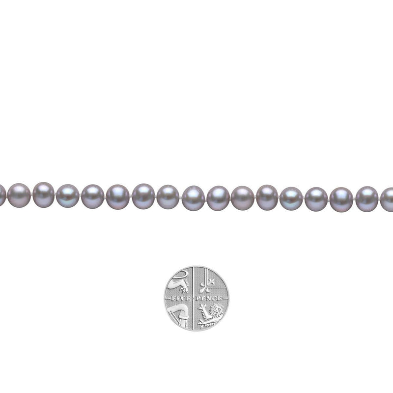6-7mm Cultured Freshwater Grey Pearl Necklace, 18ct White Gold - McGrocer
