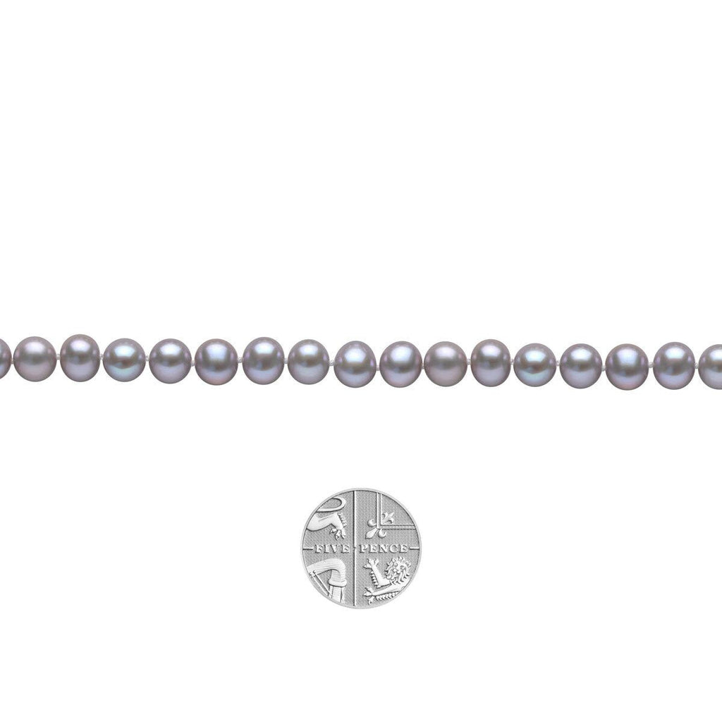 6-7mm Cultured Freshwater Grey Pearl Necklace, 18ct White Gold