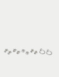 Mixed material stud and hoop earring set 6 pack - (British brand)