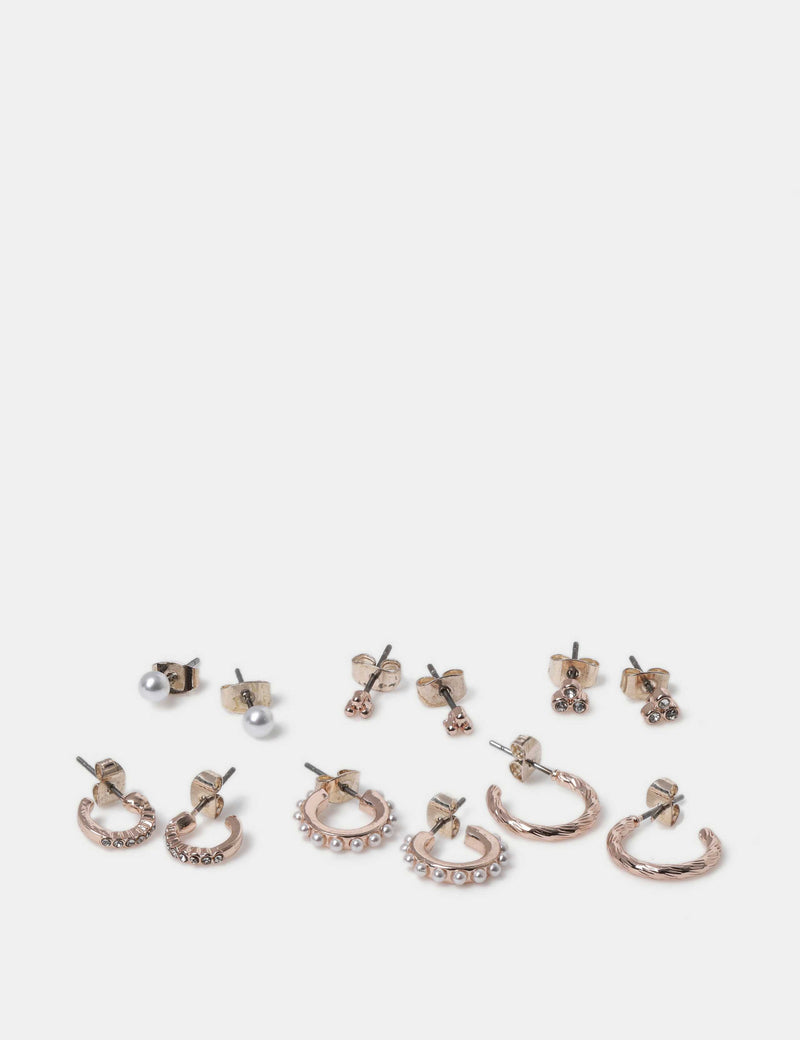M&S gold tone hoop and pearl stud earring set 6 pack, UK version