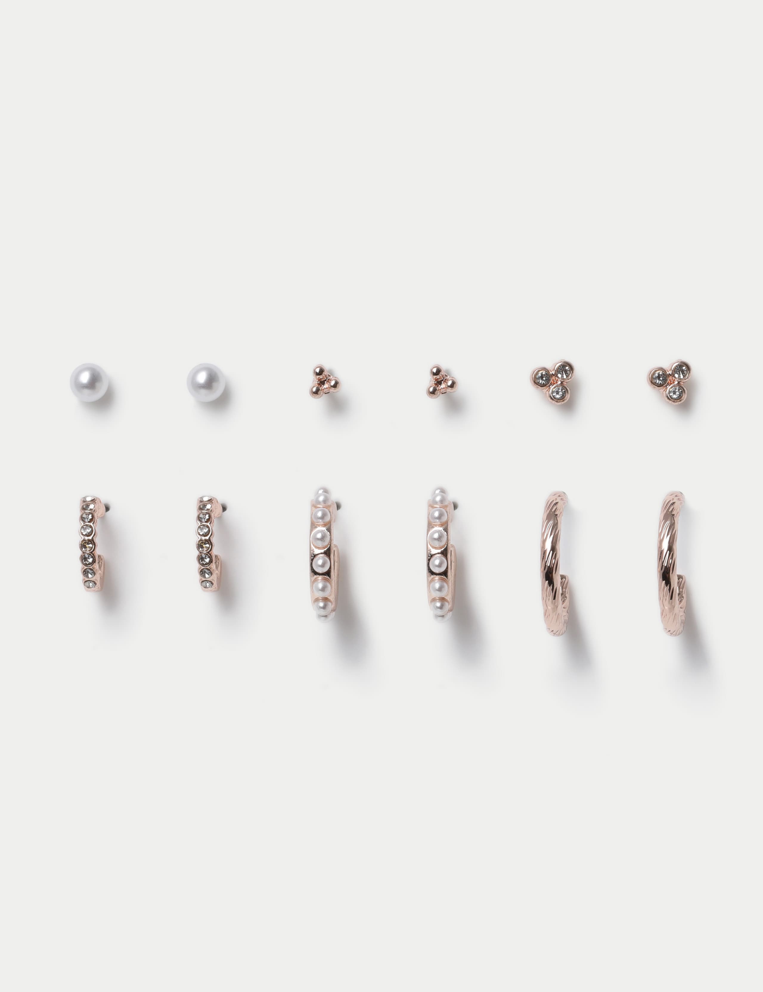 M&S gold tone hoop and pearl stud earring set 6 pack, UK version