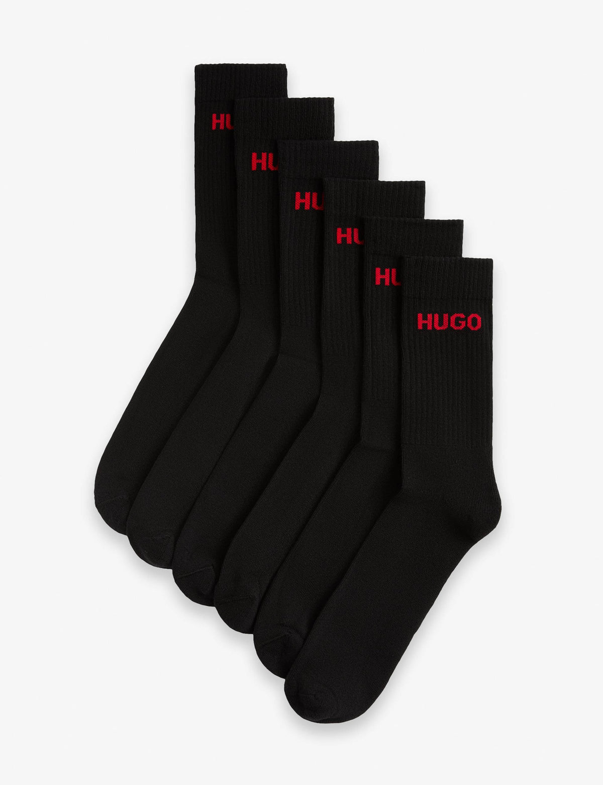 HUGO logo cotton rich ribbed socks 6 pack (British brand)
