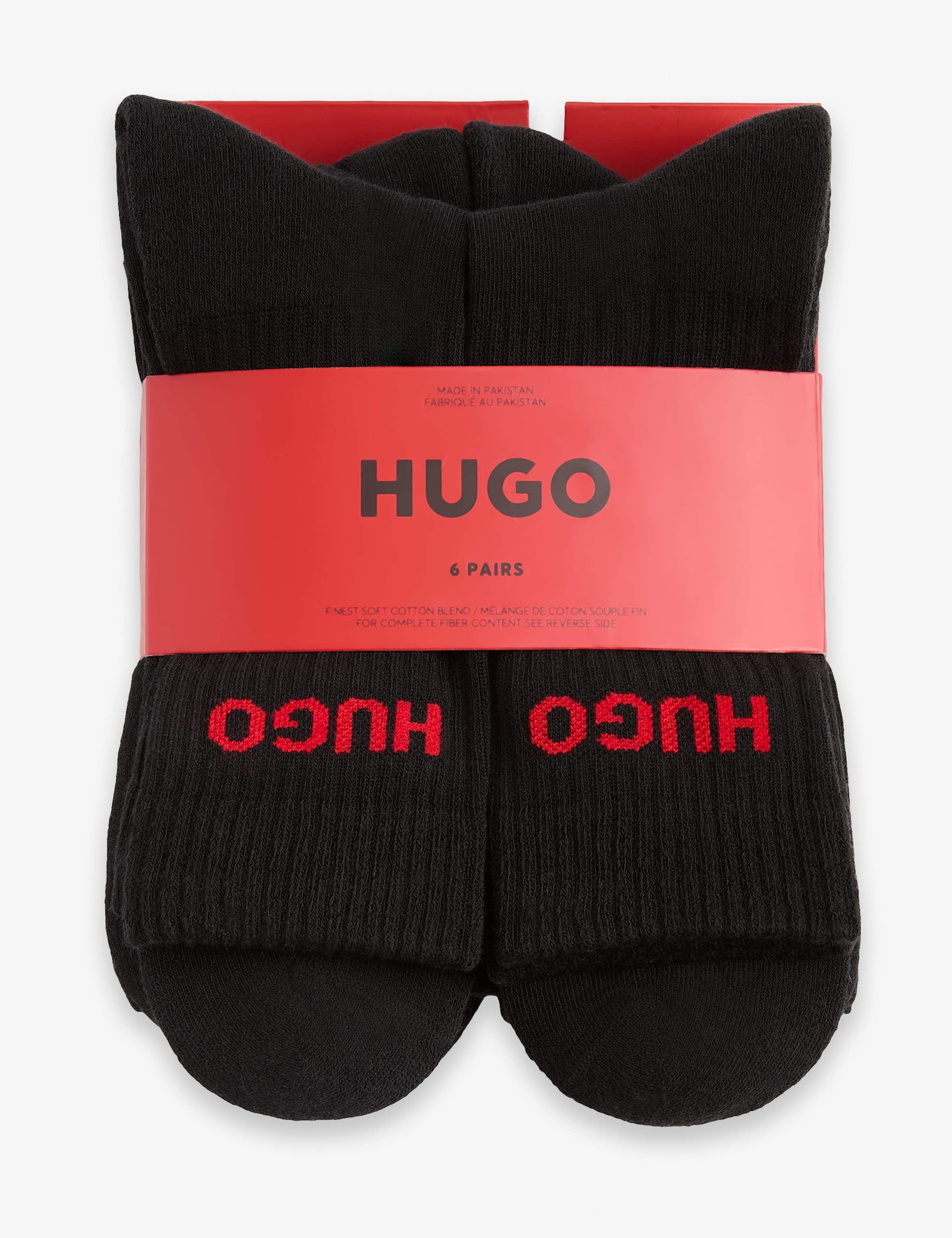 HUGO logo cotton rich ribbed socks 6 pack (British brand)
