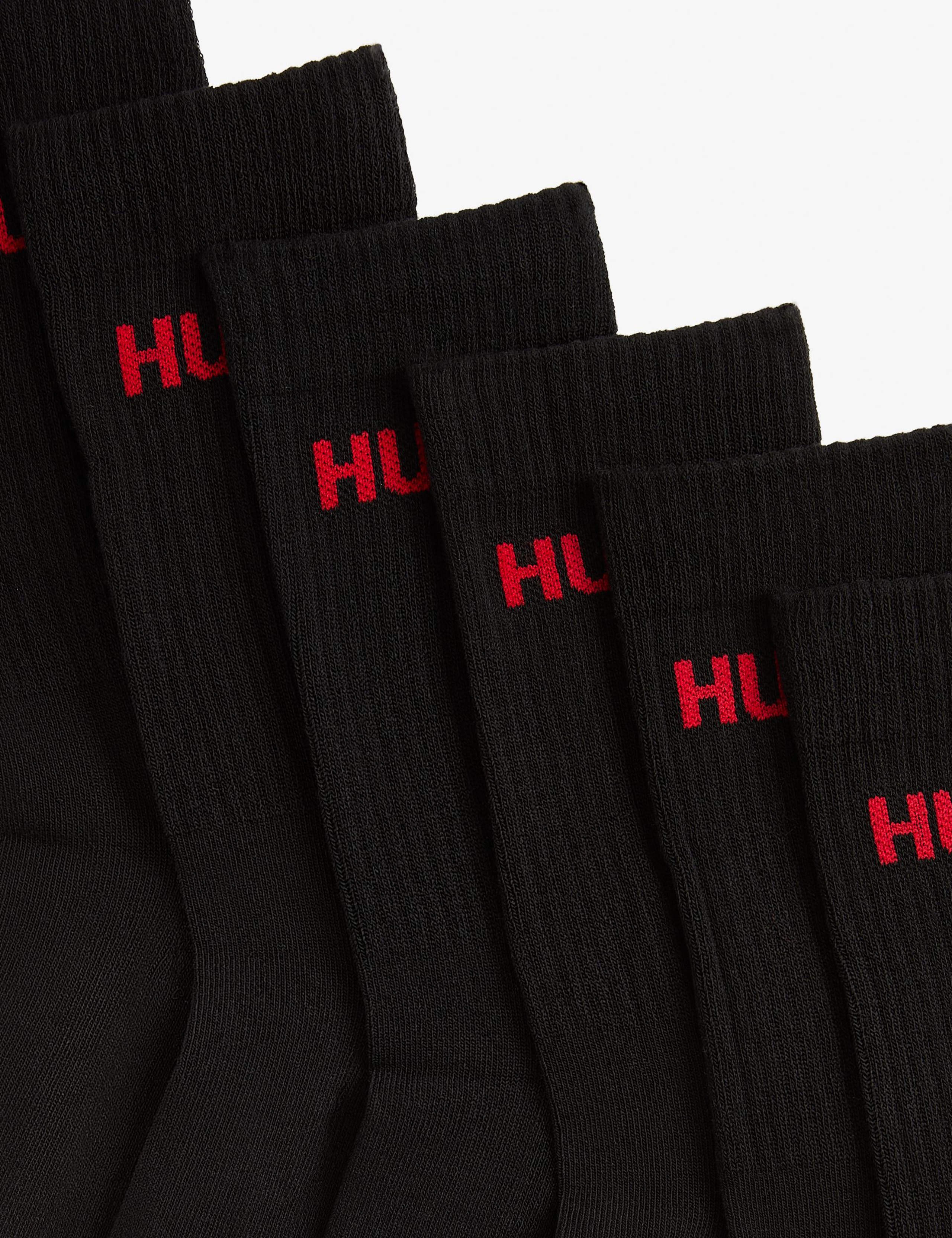HUGO logo cotton rich ribbed socks 6 pack (British brand)