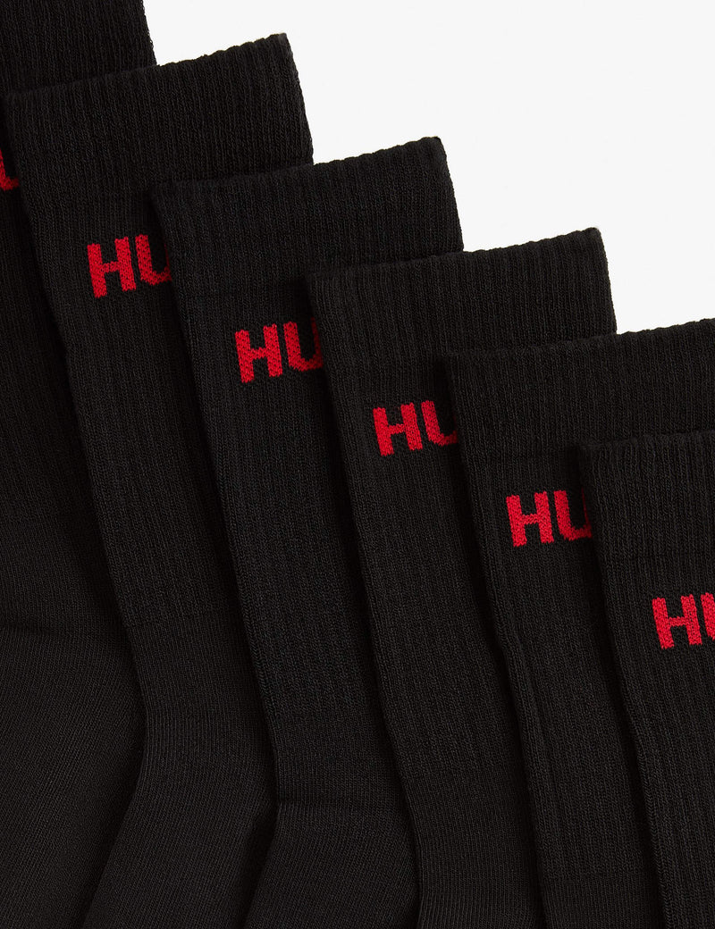 HUGO logo cotton rich ribbed socks 6 pack (British brand)