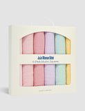 JoJo Maman Bébé pastel muslin squares 6 pack, imported from the UK