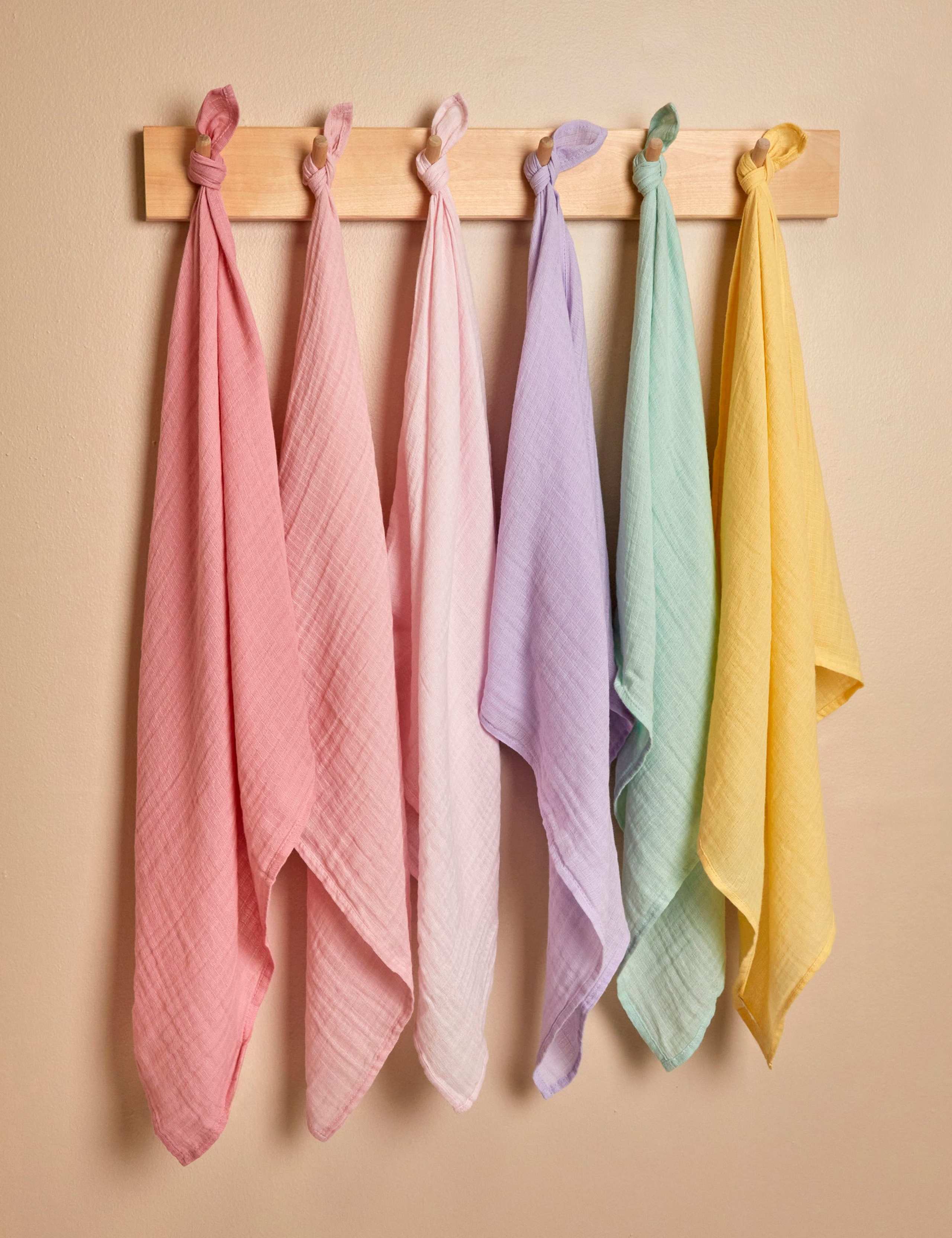 JoJo Maman Bébé pastel muslin squares 6 pack, imported from the UK