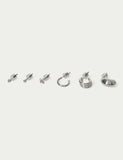Silver tone stud earrings 6 pack, UK version