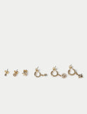 6 Pack Star and Pearl Effect Earrings, imported from the UK