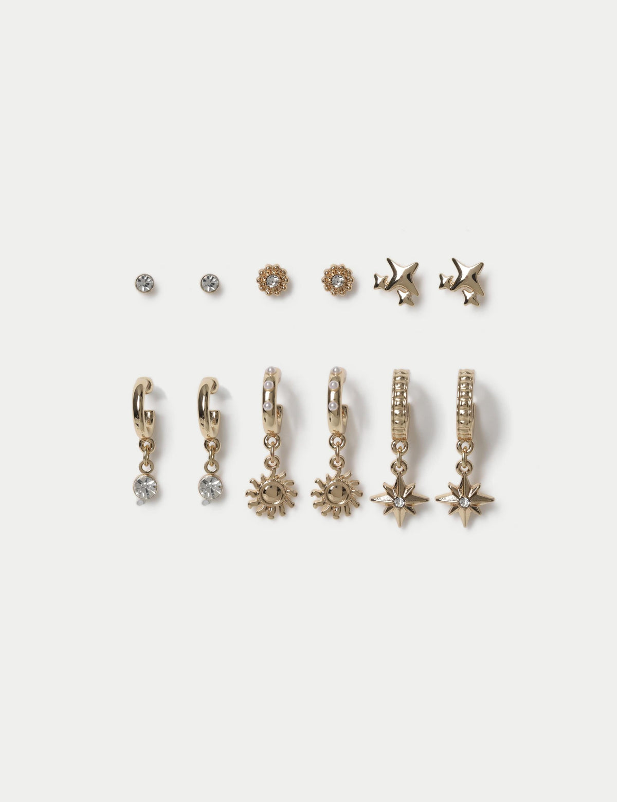 6 Pack Star and Pearl Effect Earrings, imported from the UK