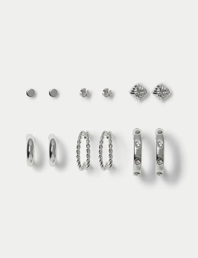 M&S M&S Stone Hoop and Stud Multipack Earrings- Buy online at McGrocer